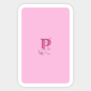 P Letter Personalized, Pink Minimal Cute Design, Birthday Gift, Christmas Gift Sticker